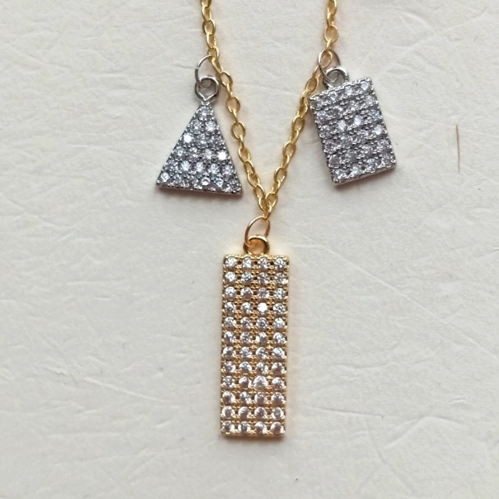Adornia Gold Plated Sterling Silver Pavé Swarovski Crystal Pendant Neckl…
